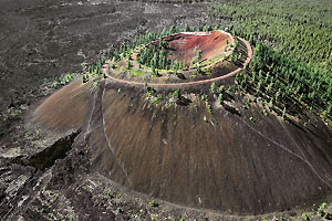 Bird's eye view of Lava Butte cinder cone.