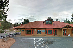 Sunriver Sports storefront and row of parked bicycles